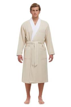 MONARCH Plüschgefütterter Mikrofaser-Bademantel für Damen/Herren (Unisex) Luxus-Spa, Hotel-Bademantel, Natürlich, Medium von MONARCH