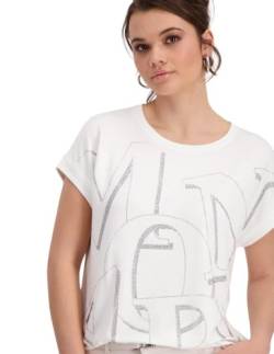 MONARI Damen T-Shirt mit Strass Buchstaben Off-White Weiss - 40 von MONARI