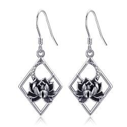 Lotus-Ohrringe Sterlingsilber Lotusblume Mond-Ohrringe Schmuck Geschenke für Frauen und Mädchen von MONGAS