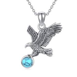 MONGAS Adler Halskette Sterling Silber Türkis Albanisch Adler Anhänger Halskette Adler Schmuck Geschenke für Herren Damen Männer Frauen von MONGAS