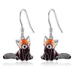 Rote Panda Ohrringe Sterling Silber Emaille Ohrringe Tierschmuck Geschenke für Frauen Mädchen von MONGAS