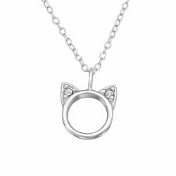 Monkimau Silberne Katzen Halskette 925 Sterling Silber mit Kristall - Eleganter Damenschmuck, 45cm, Geschenkbox inklusive - Ideal für Katzenliebhaber von MONKIMAU
