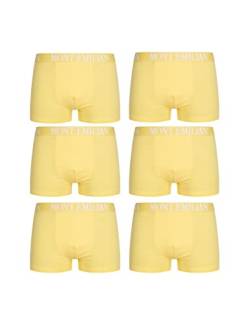 MONT EMILIAN Rouen Herren Boxershorts Set Unterhöse 6er-Pack aus atmungsaktiver Baumwollmischung, elastischer Bund mit Logo (as3, Alpha, l, Regular, Regular, Gelb) von MONT EMILIAN