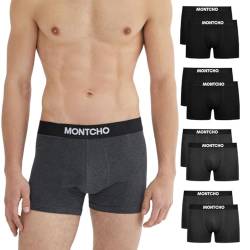 MONTCHO Boxershorts Herren 8er Pack - Bio Baumwolle Unterhosen Retroshorts Männer Trunks Herren Unterwäsche Komfort - Farbe: 4X Schwarz 4X Dunkelgrau, Größe: XXL von MONTCHO