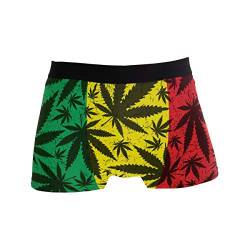 MONTOJ Cannabis-Blatt auf Grunge Rastafari-Flagge Muster Herren Sport inspirierte Boxershorts Stretch Trunks Gr. L, 1 von MONTOJ