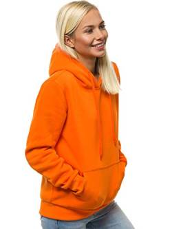 MOODOZ Damen Kapuzenpullover Sweatjacke Sweatshirt Farbvarianten Kapuzenjacke Kapuzenpulli Kapuze Langarm Hoodie Sport Style Casual Fitness Training Basic 777/07175B ORANGE M von MOODOZ