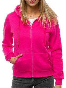 MOODOZ Damen Kapuzenpullover Sweatjacke Sweatshirt Farbvarianten Kapuzenjacke Kapuzenpulli Kapuze Langarm Hoodie Sport Style Casual Fitness Training Basic JS/W003Z DUNKELROSA S von MOODOZ