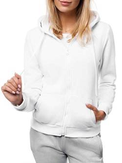 MOODOZ Damen Kapuzenpullover Sweatjacke Sweatshirt Farbvarianten Kapuzenjacke Kapuzenpulli Kapuze Langarm Hoodie Sport Style Casual Fitness Training Basic JS/W003Z WEIẞ L von MOODOZ