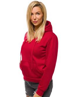 MOODOZ Damen Kapuzenpullover Sweatjacke Sweatshirt Langarm Hoodie Sport Style Casual Fitness Training Basic JS/W002 DUNKELROT XL von MOODOZ