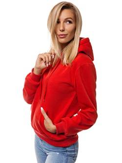 MOODOZ Damen Kapuzenpullover Sweatjacke Sweatshirt Langarm Hoodie Sport Style Casual Fitness Training Basic JS/W002 ROT L von MOODOZ