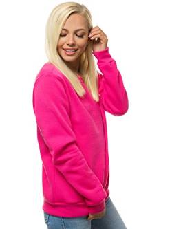 MOODOZ Damen Sweatshirt Pullover Langarm Farbvarianten Langarmshirt Pulli ohne Kapuze Baumwolle Baumwollemischung Classic Basic Rundhals-Ausschnitt Sport 777/09099B DUNKELROSA M von MOODOZ