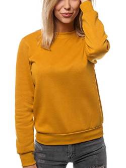 MOODOZ Damen Sweatshirt Pullover Langarm Farbvarianten Langarmshirt Pulli ohne Kapuze Baumwolle Baumwollmischung Classic Basic Rundhals-Ausschnitt SportJS/W001Z Camel S von MOODOZ