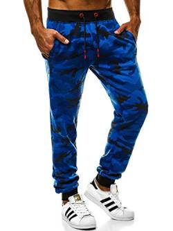 MOODOZ Herren Jogg Hose Baggy Camouflage Training Täglichen Hose Regular Sporthose Freizeit Hose Jogginghose Freizeithose JS/KZ015 BLAU L von MOODOZ