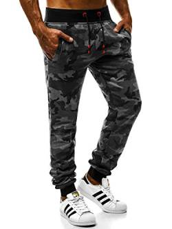 MOODOZ Herren Jogg Hose Baggy Camouflage Training Täglichen Hose Regular Sporthose Freizeit Hose Jogginghose Freizeithose JS/KZ015 DUNKELGRAU M von MOODOZ