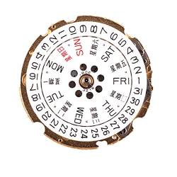 26 mm mechanisches Uhrwerk, 21 Schmucksteine, Datum bei 3, Doppelkalender-Uhrwerk für MIYOTA (8205), gold von MOOKEENONE