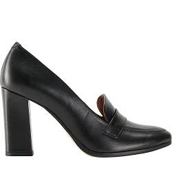 MOOMMO Damen Black high Heel Pumps rund Geschlossene Slip On Arbeitsschuhe hoher Absatz Loafers Damenschuhe Klassische leichtem Büro Absatzschuhe Bequeme Glattleder Comfortable Glattleder Schwarz 40 von MOOMMO