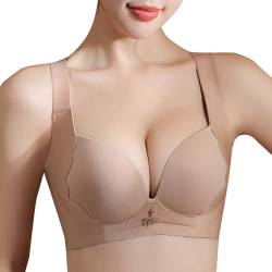 MOONBADI Push up BH Rosa Damen BH Push-Up Ohne Bügel BH Mikrofaser volle Abdeckung Transparent Rückenfrei Pushup BH Damen 120D von MOONBADI