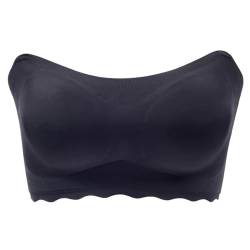 MOONBADI trägerloser BH Push up Schwarz Dame Trägerloser BH Push Up BH ohne bügel Maximizer Gepolstert Bandeau BH BH durchsichtig Damen 105C von MOONBADI