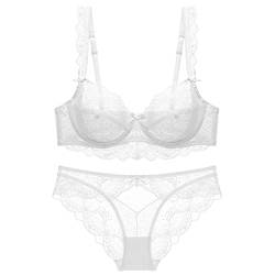 MOONBADI unterwäsche Frauen Set Weiß Damen Spitzen BH Set, Bügel Cami Bralette, Spaghettiträger Nahtlose Bra für Damen BH Damen 70E von MOONBADI