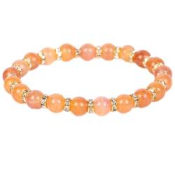 MOONESSA Armband Aus Gebrochenem Achat Aus Naturstein Für Damen,Orangefarbener Naturstein, Gebrochener Achat von MOONESSA