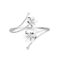 MOONESSA Blatt-Armring-Set Mit 6 Temperament-Blume-Diamant-Noten-Armband-Armring,Silbernes Blumen-Diamant-Armband von MOONESSA