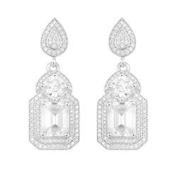 10,5 Ctw Achteckform Moissanit-Diamant 925er Sterling Silber Doppelter Heiligenschein Cluster Baumelnde Ohrringe von MOONEYE