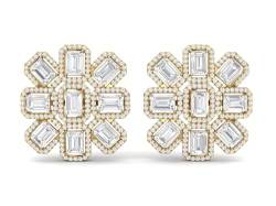 18,14 Ctw Oktogonform Moissanit Diamant 925 Sterling Silber Gold Vermeil Blumendesign Damen Hochzeitsohrringe von MOONEYE