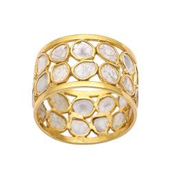 2,00 CTW Diamant Polki Gold Vermeil 925 Sterling Silber Ring - Natural Polki Diamond Band Ring - Eternity Band Ring (62) von MOONEYE