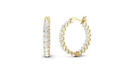 4,56 ctw runder Moissanit-Diamant 925 Sterling Silber Gold Vermeil Huggie Creolen Damen Hochzeit Ohrringe von MOONEYE