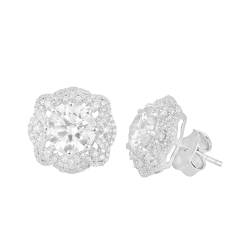 8,30 ctw runde Form Moissanit-Diamant 925 Sterling Silber Blumen-Cluster-Damen-Verlobungsohrringe von MOONEYE