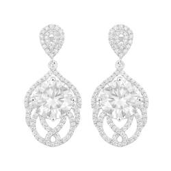 9,65 ctw runde Form Moissanit-Diamant 925 Sterling Silber Designer Damen Brautschmuck Baumelnde Ohrringe von MOONEYE
