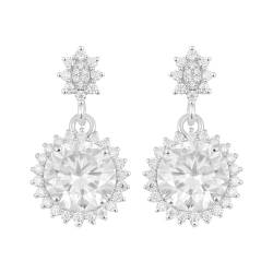 Prinzessin Diana 8,90 Ctw Runde Form Moissanit-Diamant Halo aus 925er-Sterlingsilber Frauen-Hochzeit Baumelnde Ohrringe von MOONEYE