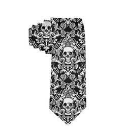 MOONLIT DECAYED Herren Krawatte mit Totenkopf, Vintage-Stil, Schwarz/Weiß - Schwarz - Einheitsgröße - 57X8 cm von MOONLIT DECAYED