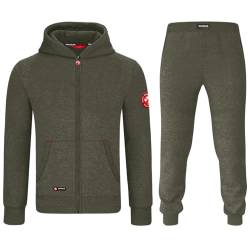 MOOSELINE Herren Jogginganzug Trainingsanzug Sportanzug mit Classic Red Patch (XL, Olive Green) von MOOSELINE