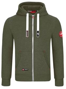 MOOSELINE Herren Sweatjacke Kapuzenjacke Trainingsjacke Hoodie mit Reißverschluss Sweat Jacke (2XL, Olive Grüne) von MOOSELINE