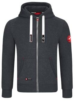 MOOSELINE Herren Sweatjacke Kapuzenjacke Trainingsjacke Hoodie mit Reißverschluss Sweat Jacke (4XL, Dunkelgrau White Laces) von MOOSELINE