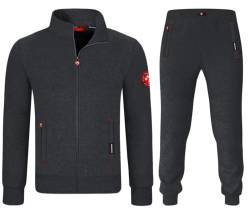 MOOSELINE Herren Trainingsanzug, Jogging Anzug aus Baumwolle, Hausanzug, Freizeitanzug, Sportanzug, Tracksuit, Sportbekleidung set. (2XL, Dunkelgrau) von MOOSELINE