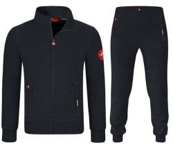 MOOSELINE Herren Trainingsanzug, Jogging Anzug aus Baumwolle, Hausanzug, Freizeitanzug, Sportanzug, Tracksuit, Sportbekleidung set. (2XL, Schwarz) von MOOSELINE