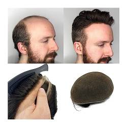 Haar Toupet Männer Herren-Haarteile, 15,2 cm, Herren-Haarersatzsystem, 20,3 x 25,4 cm, Schweizer Spitzenbasis, Haarteil-Einheiten, echtes menschliches Haar, Herren-Toupet, atmungsaktive männliche Haar von MOOWI