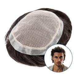 Haar Toupet Männer Toupet for Männer, indisches Echthaar, 15,2 cm, Herren-Haarersatzsystem, atmungsaktive Seiden-Spitzenbasis und PU-Haut-Haarteile-System for Männer Herren-Toupet (Color : 17cmX22cm von MOOWI