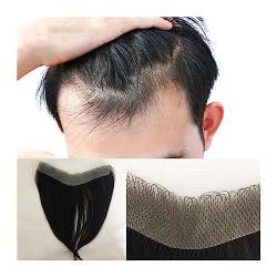 Haarteile für Männer Haaransatz-Toupet for Herren, Echthaar-Frontalhaarteil mit weicher, dünner Haut, PU-Basis, V-förmiges Fronttoupet, natürliches Haarersatzsystem Echthaar Toupet für Männer (Size : von MOOWI