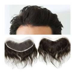 Haarteile für Männer Haaransatz-Toupet for Männer, atmungsaktives V-förmiges französisches Spitzenbasis-Herrentoupet mit natürlichem Haaransatz, indisches Remy-Haarsystem, 1,5 × 7 Zoll Spitzen-Frontal von MOOWI