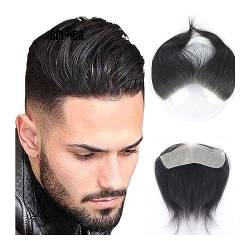 Haarteile für Männer Männer-Toupet for glattes Haar, V-Stil, frontaler Haaransatz for Männer, 100% Remy-Echthaar, 0,06 mm, ultradünne Haut, PU-Basis, Herren-Kapillarprothese Echthaar Toupet für Männe von MOOWI
