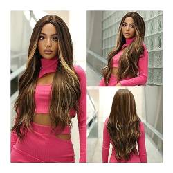 Perücken Platinblonde Ombre-Synthetik-Perücken, mittlerer Teil, Cosplay, lange Platin-Perücke mit natürlichen Wellen, for Frauen, Afro, täglich, hitzebeständig Perücken für den täglichen Gebrauch für von MOOWI