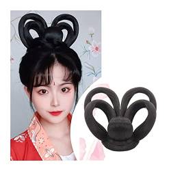 Unordentliches Brötchen-Haar Brötchen Elegante Retro Kopfbedeckung Synthetische Chinesische Alte Perücke Hanfu Kopfschmuck Haar Alte Chinesische Frauen Cosplay Perücken Zubehör Brötchen Haarteil (Col von MOOWI