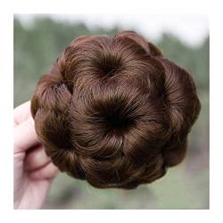 Unordentliches Brötchen-Haar Extensions Echthaar Chignon for Frauen Mädchen Brasilianisches Remy Haar Geflochtenes Dutt Haarteil Geflochtenes Chignon Haarteil Clip In Haarteil Brötchen Haarteil (Colo von MOOWI