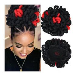 Unordentliches Brötchen-Haar Synthetische Dreadlocks Dutt Afro Puff Kordelzug Pferdeschwanz Haar, Chignon Locs Zöpfe Dutt Haarteil Clip im Haar, Verlängerungen for schwarze Frauen Brötchen Haarteil ( von MOOWI