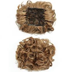 Unordentliches Brötchen-Haar Verlängerungs-Chignon-Teller-Tablett, Pferdeschwanz-Haarteile for Frauen, unordentlicher Dutt, Scrunchie-Haarteil, synthetische Hochsteckfrisur, lockiges Haar, Dutt-Verlän von MOOWI