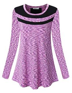 MOQIVGI Damen Kurzarm-Workout-Top, Freizeitkleidung, Laufen, Yoga, Training, Fitness, Activewear, Langärmliges Pink, Mittel von MOQIVGI