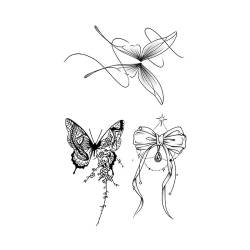 5 pcs Supersüße Schmetterlings-Kräuter-Tattoo-Aufkleber Für Frauen Wasserdichte Langlebige Simulierte Tattoo-Dunkle Aufkleber von MOQNISE